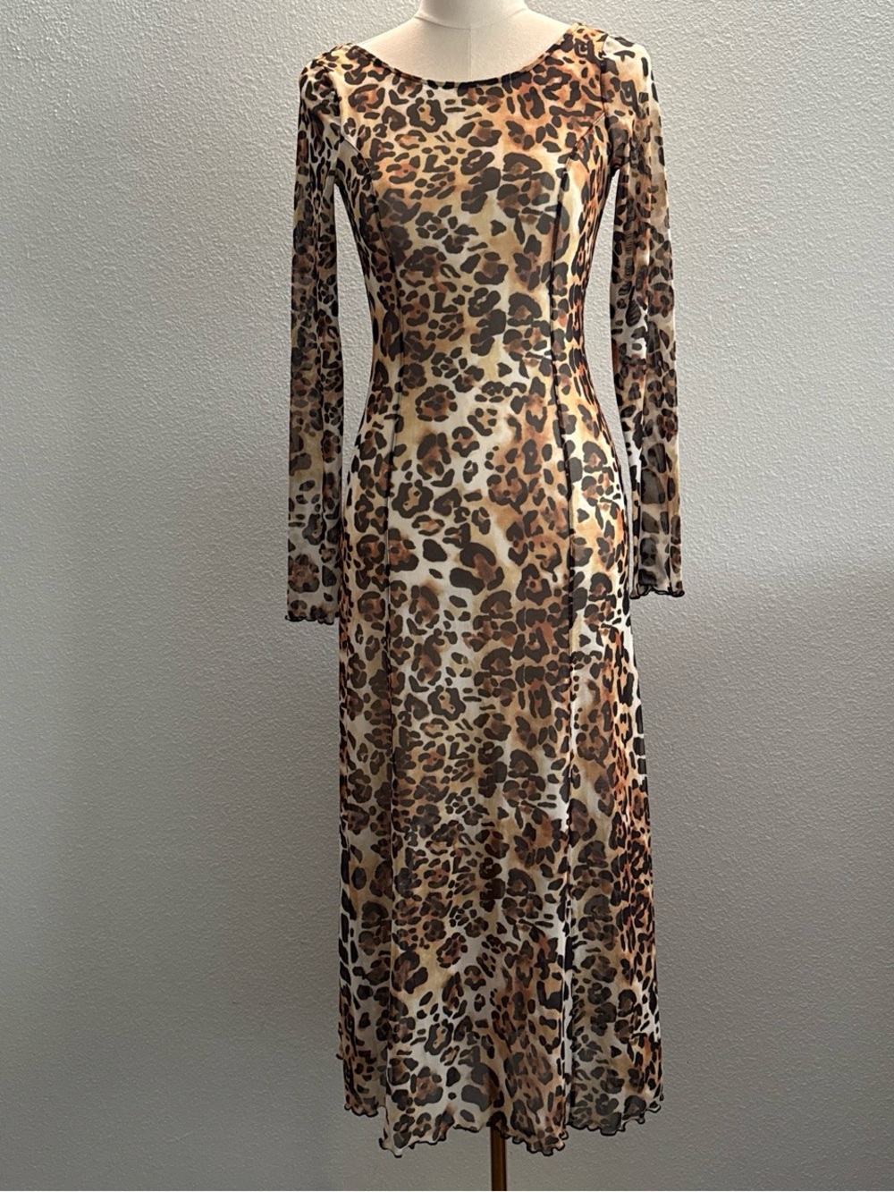 NWT Stockholm Atelier X Other Stories Leopard Bodycon Long Sleeve Dress Size 2